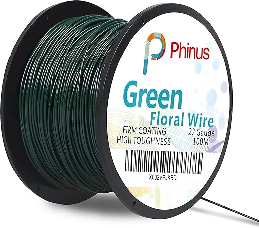 Floral Wire, 110 Yards 22 Gauge Green Florist Wires, Flexible Green Wire Paddle by Phinus