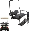 ECOTRIC Golf Cart Folding Rear Seat Kit W/Grab Bar Compatible with Club Car DS (1982-2000.5) Models Back Flip Seat Black