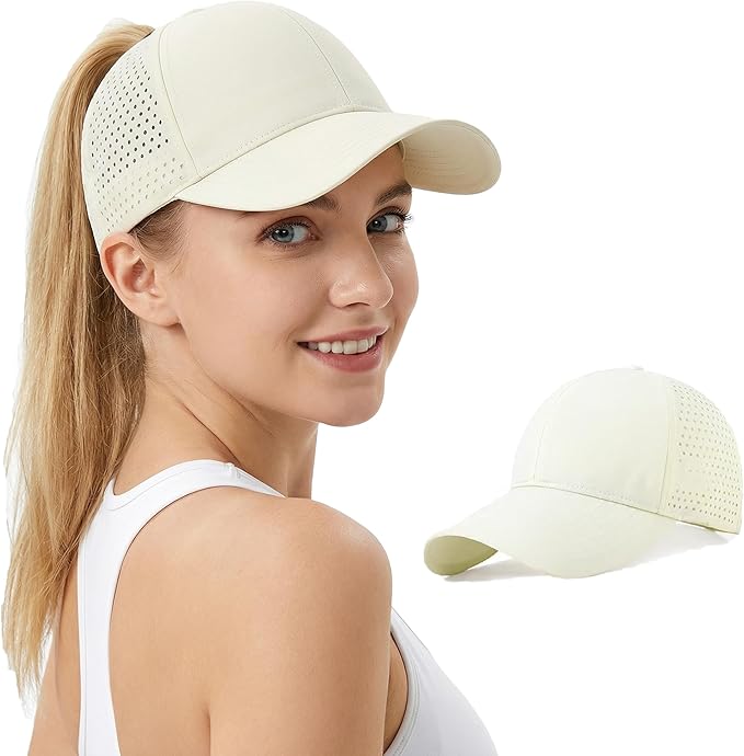 Men Adjustable Quick Dry Baseball Cap Laser Cut Mesh Ball Curved Brim Snapback Hat