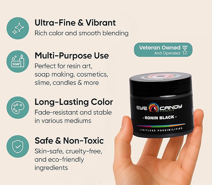 Eye Candy Pigments Premium Black Mica Powder - Image 3
