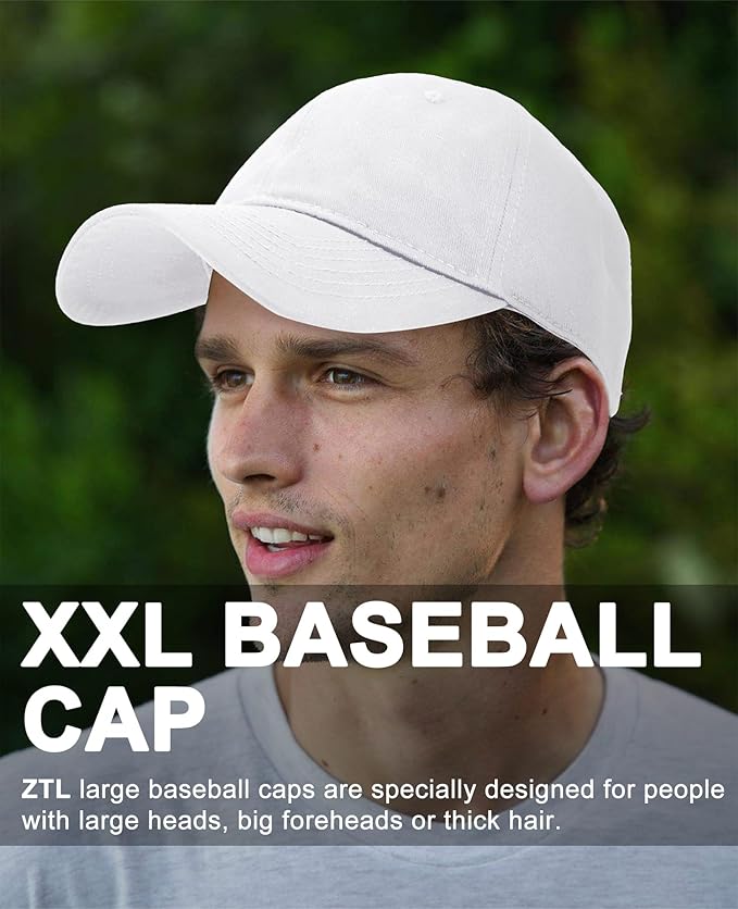 Oversize XXL Baseball Cap for Big Heads 23.6"-25.6", Extra Large Cotton Baseball Hat, Plus Size Unstructured Dad Hats