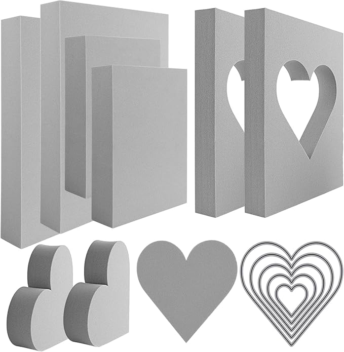 BAOFALI 15 Pcs Large Stamping Foam Grey Moldable Heart Foam Stamps Plastic Dry by BAOFALI