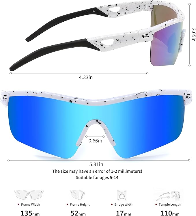 FEISEDY Kids Teens Baseball Polarized Sunglasses Sports TR90 Frame Boys Girls Cycling B2454