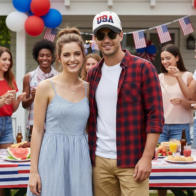 USA Flag Baseball Cap American Patriotic Trucker Hat Father Dad Mother Mom Adjustable Sportswear Hat for Men Women Adults