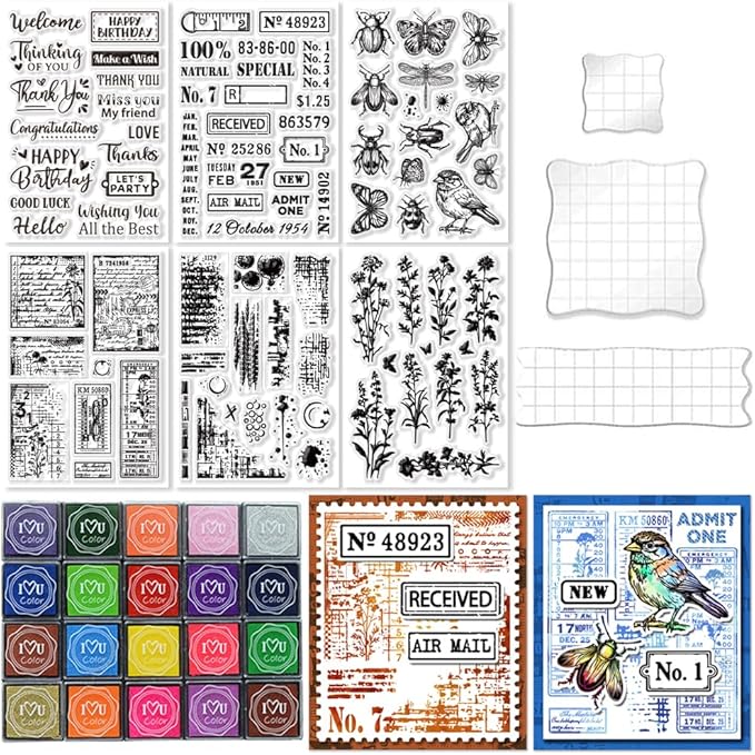 29 Pcs Acrylic Stamps for Crafting Card Making Supplies Set Include 3 Acrylic by GLASSWINDS