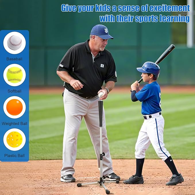 Storgem Baseball and Softball Tee,Batting Tee for Kids,Baseball Tees for Hitting,T Ball Training Stand,Easy Height Adjustment