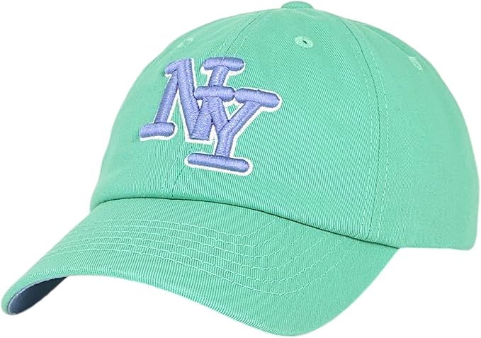 NY 3D Embroidered Cotton Dad Hat – New York Baseball Cap, Adjustable Metal Buckle Strap, Unstructured Low-Profile Style