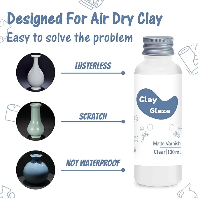 100ml Air Dry Clay Glaze, Clay Varnish - Image 5