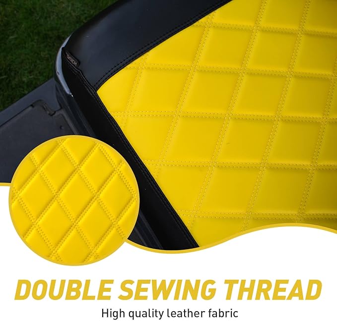 NOKINS Golf Cart Diamond Seat Covers Kit, Fit for Yamaha Drive/Drive 2 OEM Standard Front Seat Cushion, Golf Cart Vinyl Seat Cover, No Nails Required (Yellow and Black)