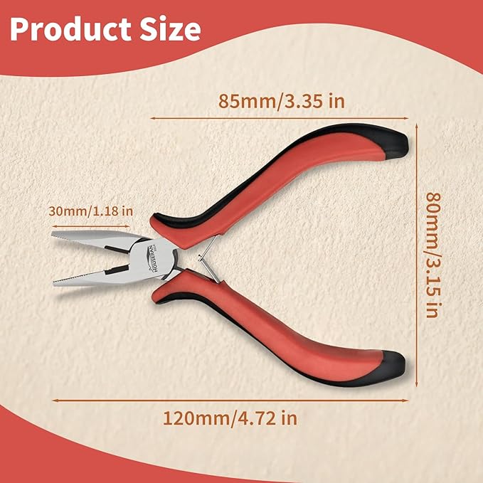 Small Needle Nose Pliers 5"-5 Pack Mini Needle Nose Pliers, Spring Loaded - Image 2