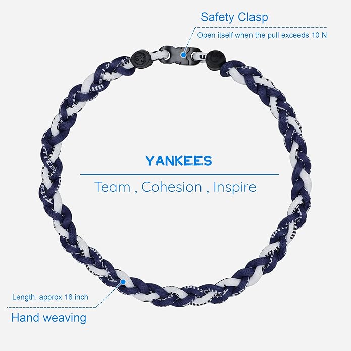 Baseball Rope Necklaces, League Team Colors Braided Necklace, Baseball Team Gifts
