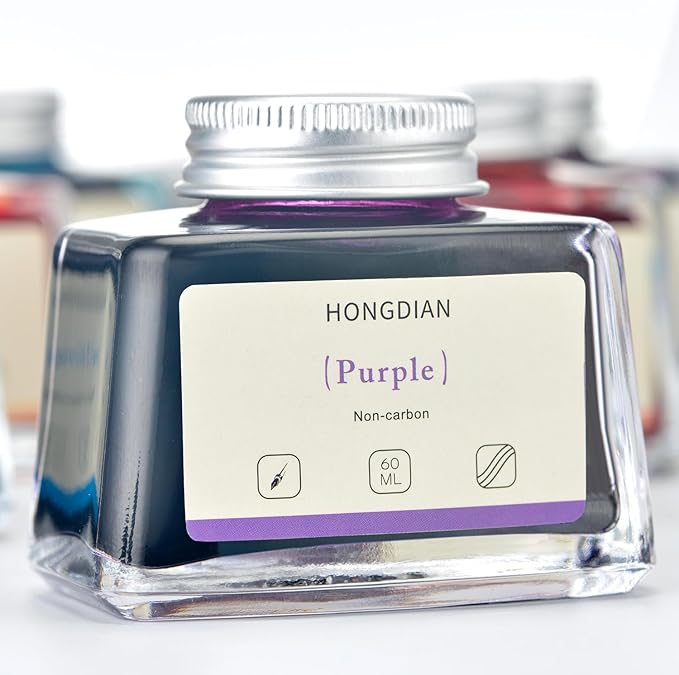 Hongdian Fountain Pen Bottled Ink Purple Color, 60ml Non Carbon Inkwell Bottle - Image 4