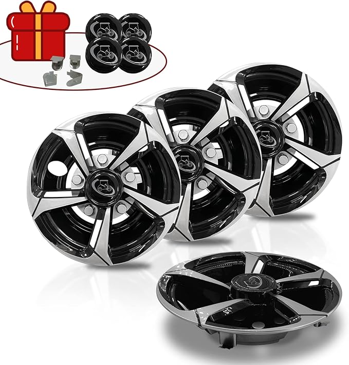 Golf Cart Wheel Covers Hub Caps for EZGO, Club Car, Yamaha Most Golf Carts- 8 Inch Set of 4, Golf Cart Hub Cap