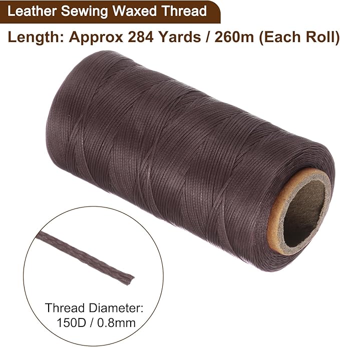 uxcell 150D 0.8mm Flat Waxed Thread 284 Yards Polyester Leather Sewing Waxed - Image 3