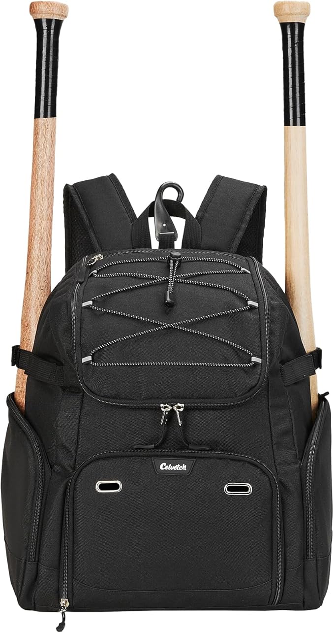 Baseball Backpack for Adult Large Capacity Softball Bat Bag with Shoe Compartment & Wet Pocket Baseball Bag with Fence Hook for 4 Bats & Equipment