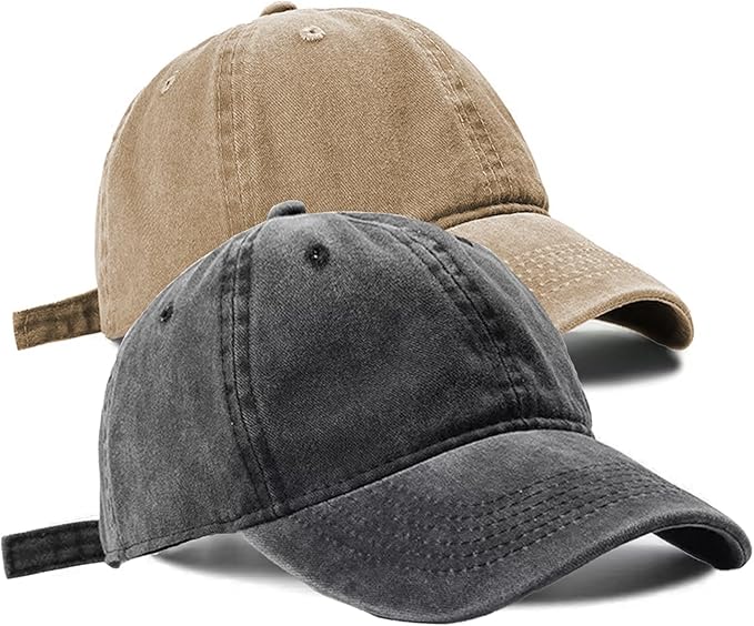 2 PCS Baseball Cap Golf Hat Washed-Cotton Plain Original Classic Cotton Vintage Adjustable Dad Hatsfor Men Women