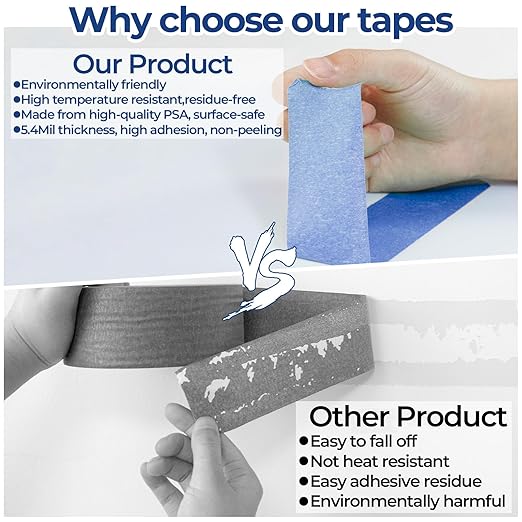 10 Rolls Blue Painters Tape 2 Inch, Bulk Masking Master Tape 60 Yards, Wall - Image 4