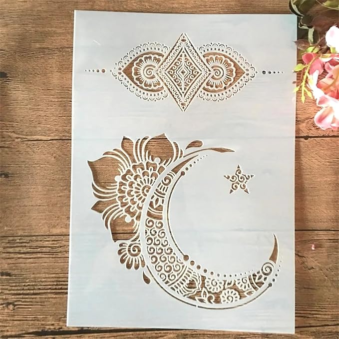 TIAMECH A4 Reusable Palace Moon Flower Stencil by TIAMECH
