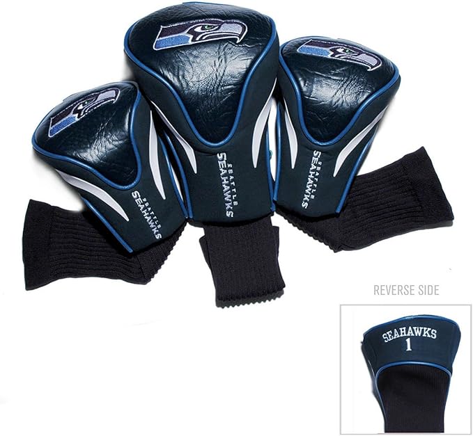 Team Golf NFL Miami Dolphins Contour Golf Club Headcovers (3 Count) Numbered 1, 3, & X, Fits Oversized Drivers, Utility, Rescue & Fairway Clubs, Velour Lined for Extra Club Protection