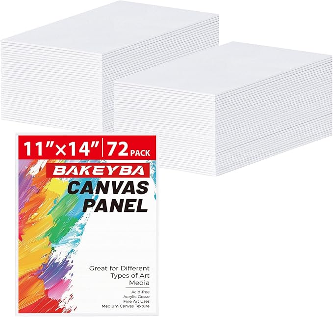 Canvas Boards for Painting 72 Pack 11x14 Inch Canvas Panels, 100% Cotton White by Unknown