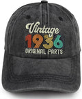 90th 80th 70th 60th 50th 40th 30th Birthday Gifts for Women Men, Vintage 1936 1946 1956 1966 1976 1986 1996 Hat