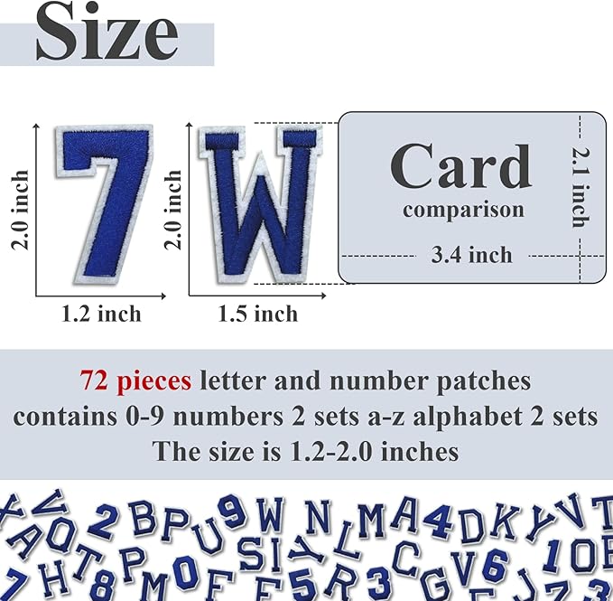 Letter and Number Iron On Patches, A-Z Alphabet and Numbers 0-9 Embroidery - Image 2