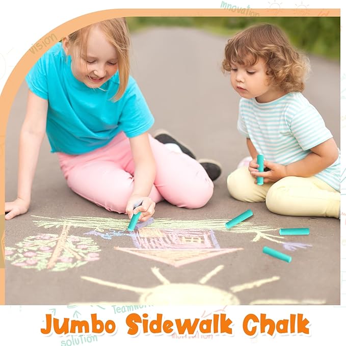 20 Pcs Sidewalk Chalks for Kids Non Toxic Jumbo Chalk for Party Gift Outdoor - Image 6