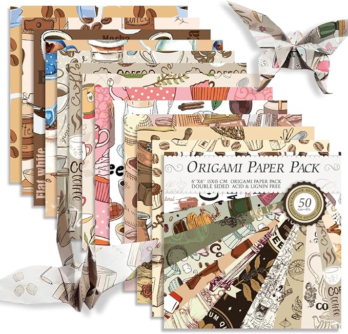 Square Origami Paper 6x6 Double Sided 50 Sheets 50 Colors 70GSM Origami Kit by Mifuner
