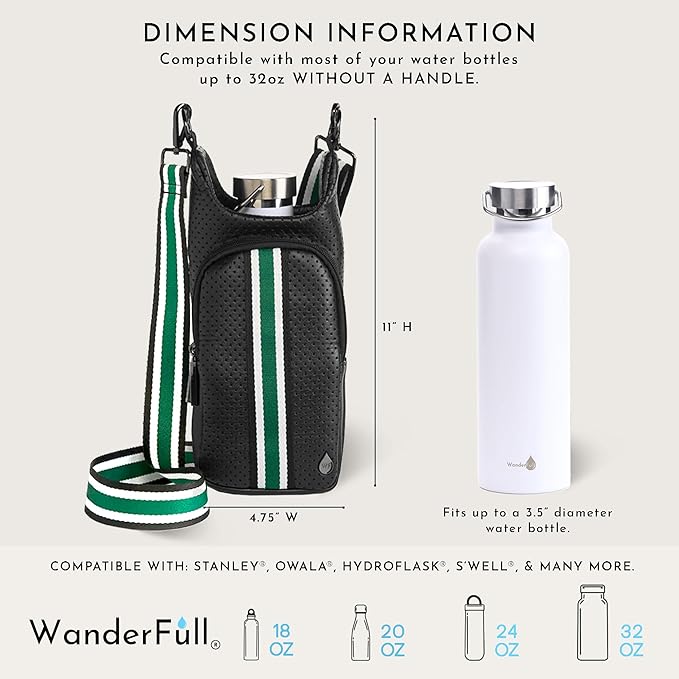 WanderFull® Original HydroBag® Collection, Water Bottle Holder, Gift for Women, Mom, Girlfriend, w/Strap & Phone Pocket, Hands-Free Crossbody Water Bottle Bag