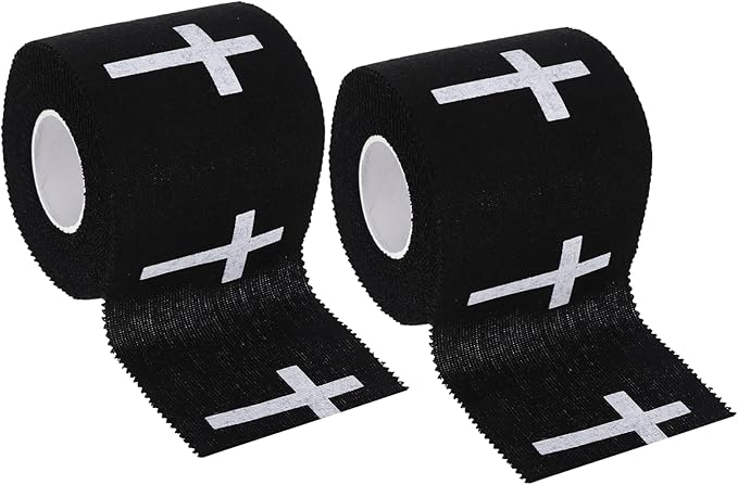 2Pcs Pre-Wrap Black Christian Athletic Wrist Tape 2 Inch Wide, Soccer Baseball Drip Wrist Tape Cross Socks Accessories Drip Youth, Sport Supplies for Football Sports Baseball Gymnastics Athlete Injury
