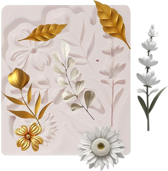 1 Pcs Flower Fondant Mold for Cake Decoration, Leaf Chocolate Silicone Mold by IKOJING