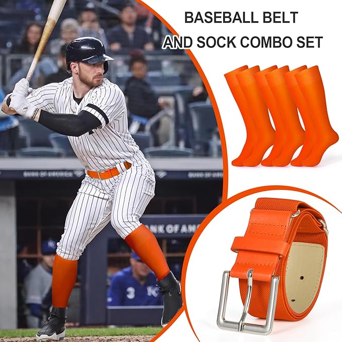 XZQTIVE 3 Pairs of Baseball Softball Socks and 1 Baseball Softball Belt Combo Set Knee-High Soccer Socks for Kids Youth Adult