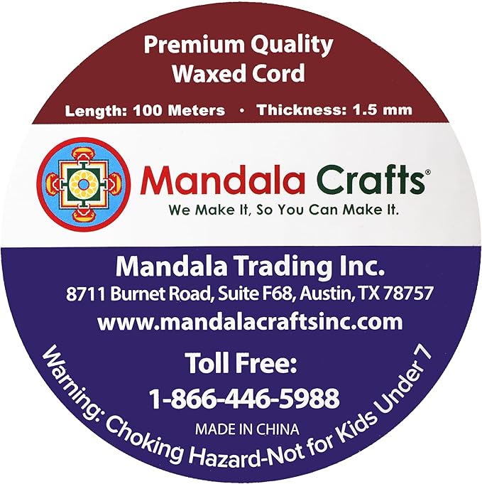 Mandala Crafts 1.5mm 109 Yards Yellow Green Cotton Waxed Cord - Image 3
