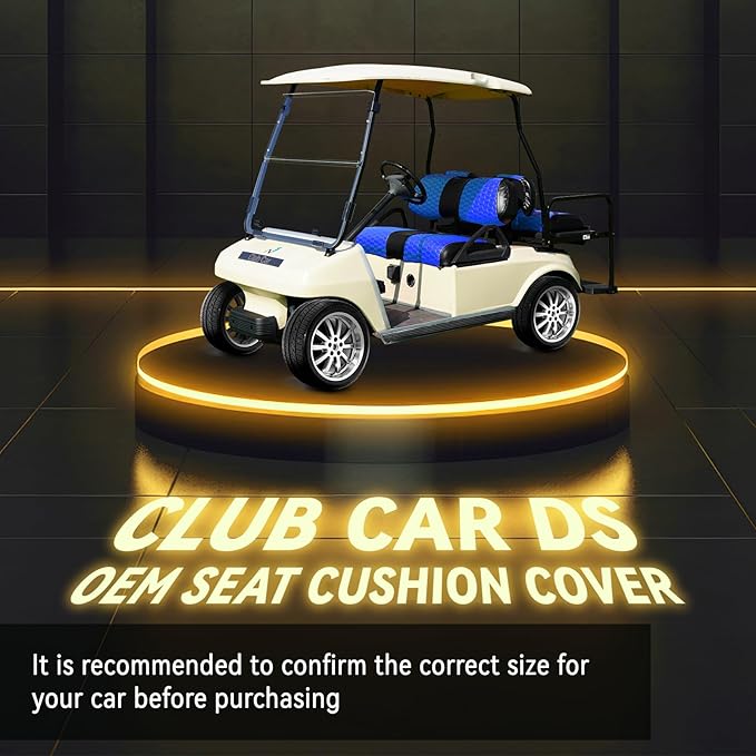 Golf Cart Seat Covers for EZGO TXT Club Car DS Gas or Electric OEM Regular Seat Cushion, No Staple, Golf Cart Vinyl Replacement Seat Cover