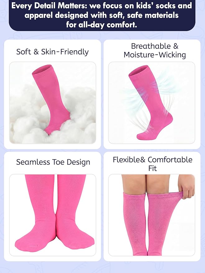 American Trends Kids Toddler Soccer Socks Youth Baseball Softball Football Socks Knee High Accessories for Girls