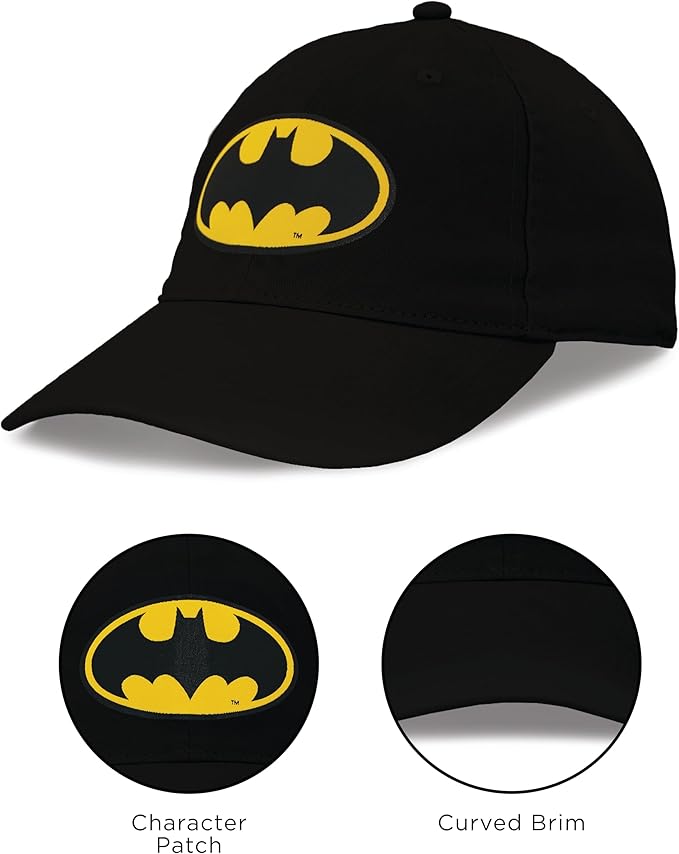 ABG Accessories Batman Hats for Men Baseball Cap, Cute Trendy Hat for Women Baseball Caps, Lightweight Adjustable Caps for Men, Women, Teens and Kids, Black