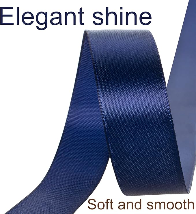1 Inch Navy Blue Ribbon, 50 Yards Craft Polyester Satin Ribbon Perfect - Image 3