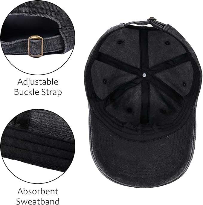 Embroidered Baseball Cap for Women Men Vintage Adjustable Washed Distressed Denim Baseball Hat