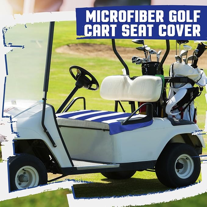 HunnmingRe 2 Pcs Microfiber Golf Cart Seat Cover American Flag Golf Blanket Portable Cushion Cover for Cart Independence Day Accessories