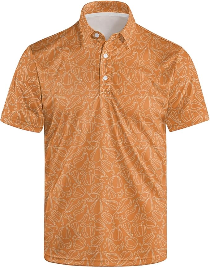 Golf Polo Shirts for Men Funny Print Short Sleeve Golf Shirts Performance Golf Polos