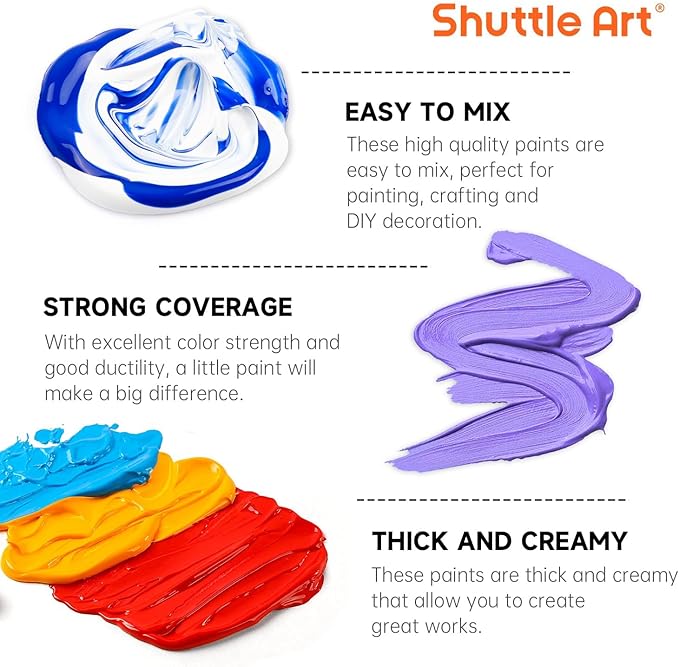 Shuttle Art Acrylic Paint, 42 Colors Acrylic Paint Set - Image 4