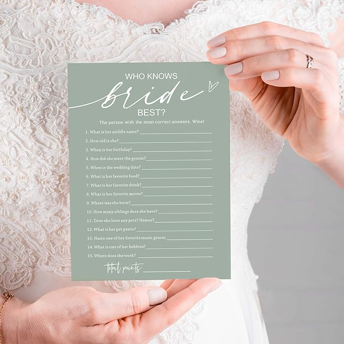 Bridal Shower Games Cards, 25 Guests, Educational, 5 x 7 inches - Image 5