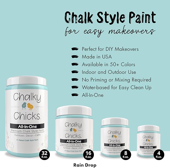 Chalky Chicks 4 Fl Oz Matte Rain Drop Chalk Paint, Furniture Paint No Sanding - Image 2