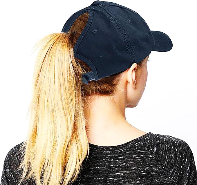 Eohak Ponytail Baseball Hat Distressed Retro Washed Womens Twill