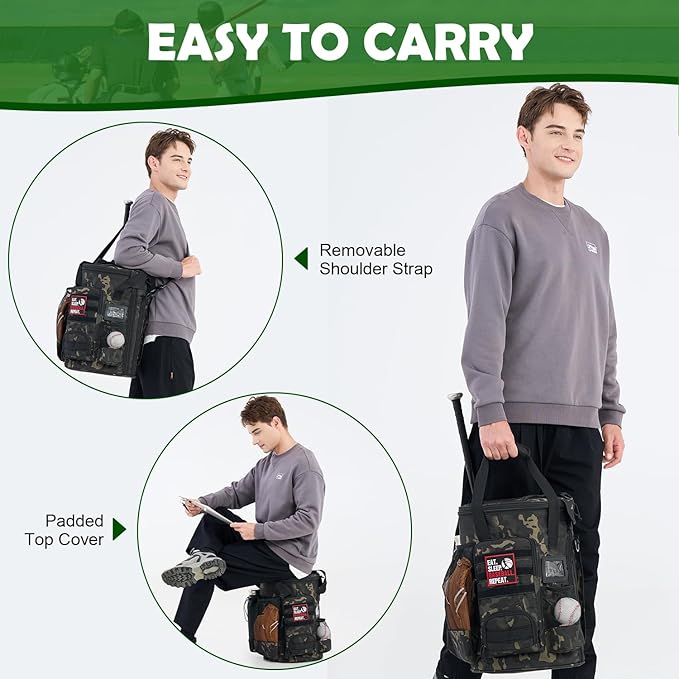 Baseball Bucket Bag Baseball Coaching Accessories Organizer Softball Bucket Bag with Anti-Slip Bottom & Multiple Pockets for Bat, Gloves, Scoreboards