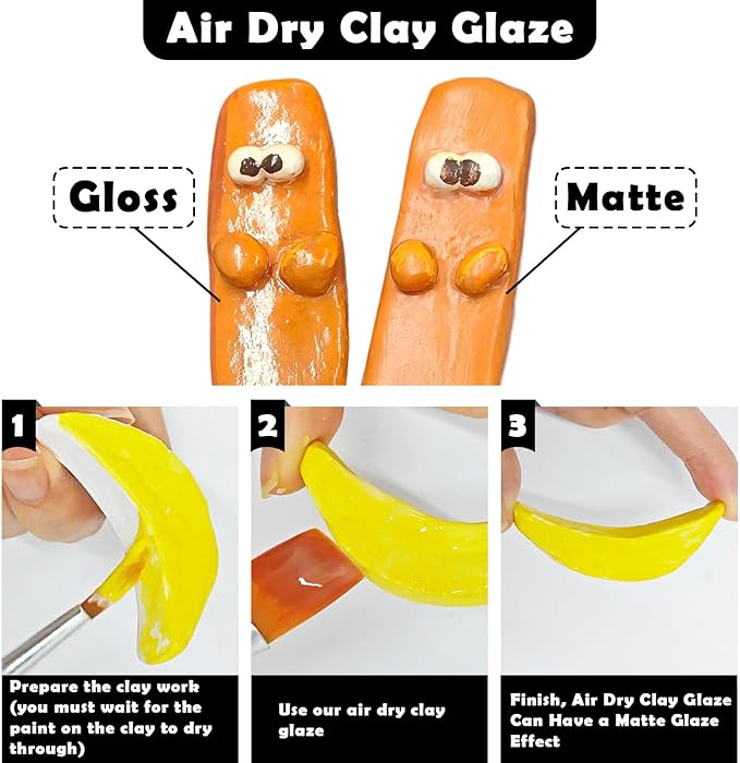 EIGTWEN 100ml Air Dry Clay Glaze and 29pcs Clay tools kit, Matte Clay Varnish - Image 2