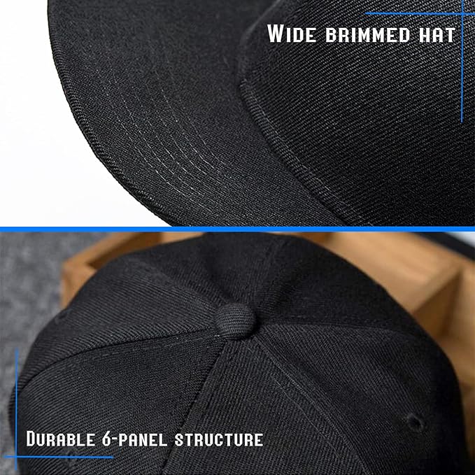 Snapback Hats for Men Flat Bill Hats for Men Black SkullHat Flat Brim Hat Fitted Hats Baseball Caps