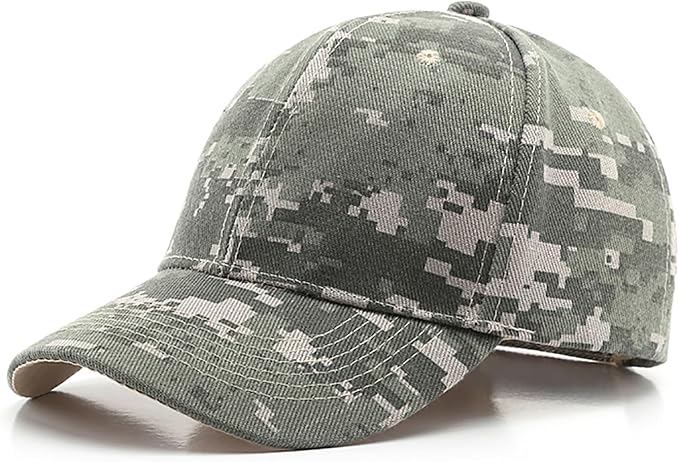 4 Pack Camo Baseball Caps, Unisex Structured Plain Baseball Hats, Army Military Camouflage Hat for Sport Tactical Game