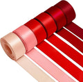 1 Inch Red Satin Ribbons for Crafts, 6 Rolls Single-Faced Red Assorted Ribbons by Jacriah