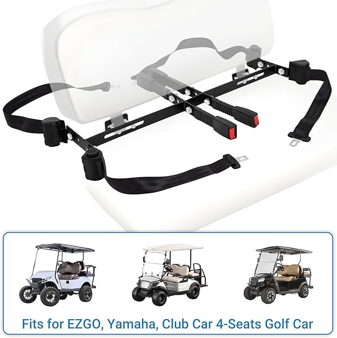 Universal Golf Cart Seat Belt Kit, Seat Belts Kit 4 Passengers (2+2), Retractable Belts Max Length 47" Golf Cart Seat Belts Fits 4-Seats Golf Car for EZGO, Yamaha Club Car